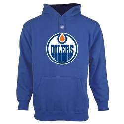 NHL Edmonton Oilers Old Time Hockey Big Logo with Crest Pullover Hoodie - Royal Blue