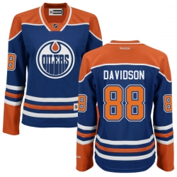 Brandon Davidson Women's Reebok Edmonton Oilers Authentic Royal Blue Home Jersey
