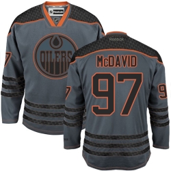 Connor McDavid Reebok Edmonton Oilers Authentic Charcoal Cross Check Fashion NHL Jersey