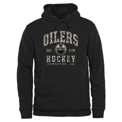 NHL Edmonton Oilers Black Camo Stack Pullover Hoodie