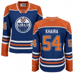 Jujhar Khaira Women's Reebok Edmonton Oilers Premier Royal Blue Home Jersey