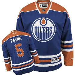 Mark Fayne Reebok Edmonton Oilers Authentic Royal Blue Home NHL Jersey