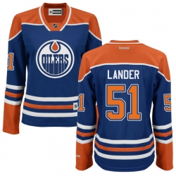 Anton Lander Women's Reebok Edmonton Oilers Premier Royal Blue Home Jersey