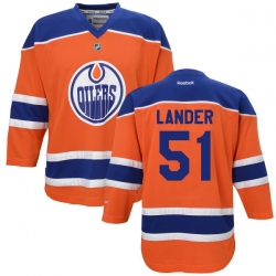 Anton Lander Youth Reebok Edmonton Oilers Premier Orange Alternate Jersey