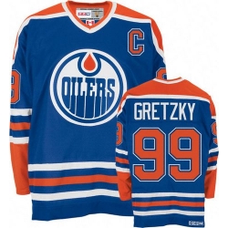 Wayne Gretzky CCM Edmonton Oilers Premier Royal Blue Throwback NHL Jersey