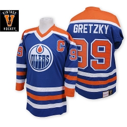 Wayne Gretzky Mitchell and Ness Edmonton Oilers Authentic Navy Blue Throwback NHL Jersey