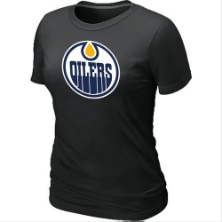 NHL Women's Edmonton Oilers Big & Tall Logo T-Shirt - Black
