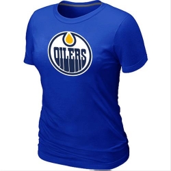 NHL Women's Edmonton Oilers Big & Tall Logo T-Shirt - Blue