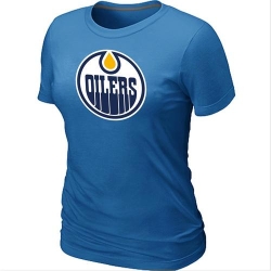 NHL Women's Edmonton Oilers Big & Tall Logo T-Shirt - Light Blue