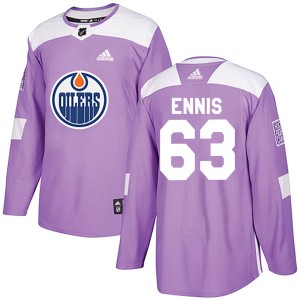 Tyler Ennis Youth Adidas Edmonton Oilers Authentic Purple ized Fights Cancer Practice Jersey