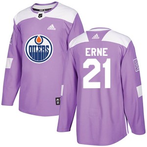 Adam Erne Youth Adidas Edmonton Oilers Authentic Purple Fights Cancer Practice Jersey