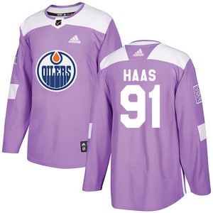 Gaetan Haas Youth Adidas Edmonton Oilers Authentic Purple Fights Cancer Practice Jersey
