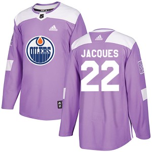 Jean-Francois Jacques Youth Adidas Edmonton Oilers Authentic Purple Fights Cancer Practice Jersey