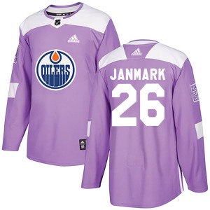 Mattias Janmark Youth Adidas Edmonton Oilers Authentic Purple Fights Cancer Practice Jersey