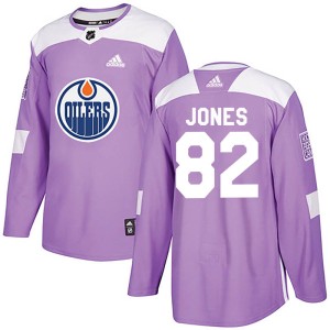 Caleb Jones Youth Adidas Edmonton Oilers Authentic Purple Fights Cancer Practice Jersey