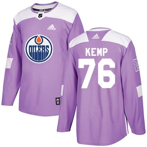 Philip Kemp Youth Adidas Edmonton Oilers Authentic Purple Fights Cancer Practice Jersey