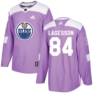 William Lagesson Youth Adidas Edmonton Oilers Authentic Purple Fights Cancer Practice Jersey