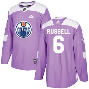 Kris Russell Youth Adidas Edmonton Oilers Authentic Purple Fights Cancer Practice Jersey