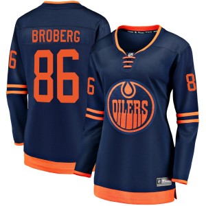 Philip Broberg Women's Fanatics Branded Edmonton Oilers Breakaway Navy Alternate 2018/19 Jersey