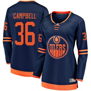 Jack Campbell Women's Fanatics Branded Edmonton Oilers Breakaway Navy Alternate 2018/19 Jersey