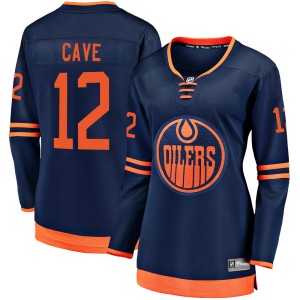 Colby Cave Women's Fanatics Branded Edmonton Oilers Breakaway Navy Alternate 2018/19 Jersey