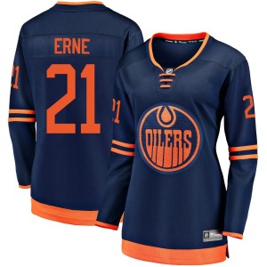 Adam Erne Women's Fanatics Branded Edmonton Oilers Breakaway Navy Alternate 2018/19 Jersey