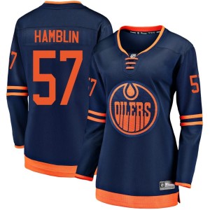 James Hamblin Women's Fanatics Branded Edmonton Oilers Breakaway Navy Alternate 2018/19 Jersey
