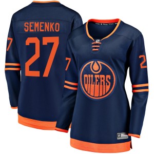 Dave Semenko Women's Fanatics Branded Edmonton Oilers Breakaway Navy Alternate 2018/19 Jersey