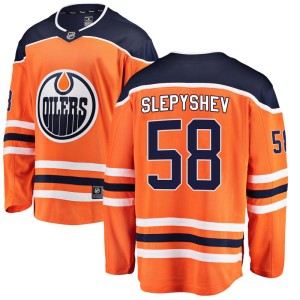 Anton Slepyshev Youth Fanatics Branded Edmonton Oilers Breakaway Orange Home Jersey