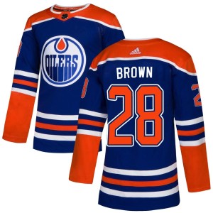 Connor Brown Men's Adidas Edmonton Oilers Authentic Brown Royal Alternate Jersey