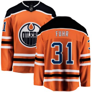 Grant Fuhr Youth Fanatics Branded Edmonton Oilers Breakaway Orange Home Jersey