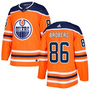 Philip Broberg Men's Adidas Edmonton Oilers Authentic Orange r Home Jersey