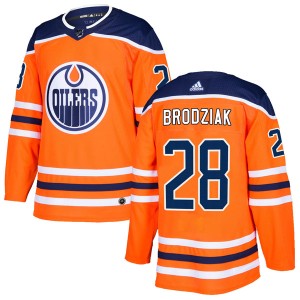 Kyle Brodziak Men's Adidas Edmonton Oilers Authentic Orange r Home Jersey