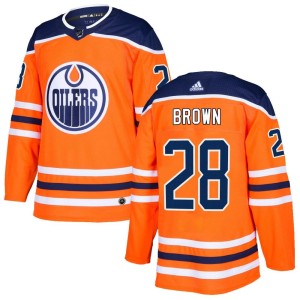 Connor Brown Men's Adidas Edmonton Oilers Authentic Orange r Home Jersey