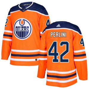 Brendan Perlini Men's Adidas Edmonton Oilers Authentic Orange r Home Jersey