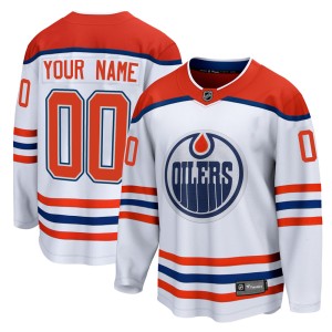 Custom Youth Fanatics Branded Edmonton Oilers Breakaway White Custom 2020/21 Special Edition Jersey
