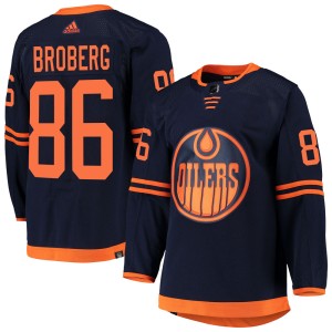 Philip Broberg Men's Adidas Edmonton Oilers Authentic Navy Alternate Primegreen Pro Jersey