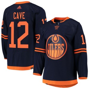 Colby Cave Men's Adidas Edmonton Oilers Authentic Navy Alternate Primegreen Pro Jersey