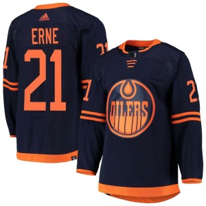 Adam Erne Men's Adidas Edmonton Oilers Authentic Navy Alternate Primegreen Pro Jersey