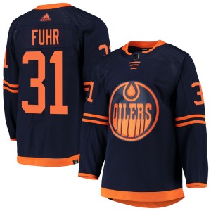 Grant Fuhr Men's Adidas Edmonton Oilers Authentic Navy Alternate Primegreen Pro Jersey