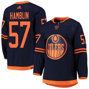 James Hamblin Men's Adidas Edmonton Oilers Authentic Navy Alternate Primegreen Pro Jersey