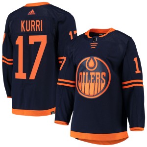 Jari Kurri Men's Adidas Edmonton Oilers Authentic Navy Alternate Primegreen Pro Jersey