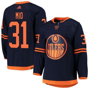Eddie Mio Men's Adidas Edmonton Oilers Authentic Navy Alternate Primegreen Pro Jersey