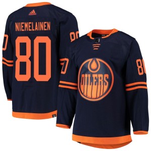 Markus Niemelainen Men's Adidas Edmonton Oilers Authentic Navy Alternate Primegreen Pro Jersey