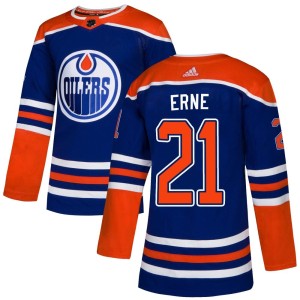 Adam Erne Youth Adidas Edmonton Oilers Authentic Royal Alternate Jersey