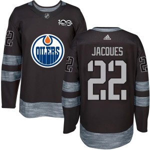 Jean-Francois Jacques Youth Edmonton Oilers Authentic Black 1917-2017 100th Anniversary Jersey