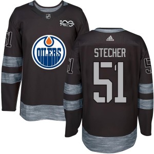Troy Stecher Youth Edmonton Oilers Authentic Black 1917-2017 100th Anniversary Jersey