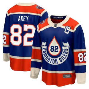 Beau Akey Youth Fanatics Branded Edmonton Oilers Premier Royal Breakaway 2023 Heritage Classic Jersey