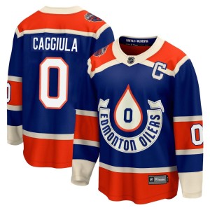 Drake Caggiula Youth Fanatics Branded Edmonton Oilers Premier Royal Breakaway 2023 Heritage Classic Jersey
