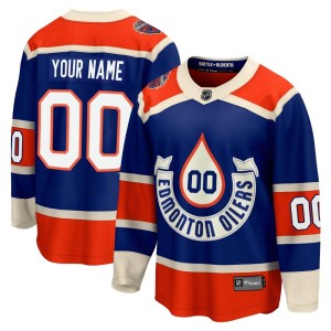 Custom Youth Fanatics Branded Edmonton Oilers Premier Royal Custom Breakaway 2023 Heritage Classic Jersey